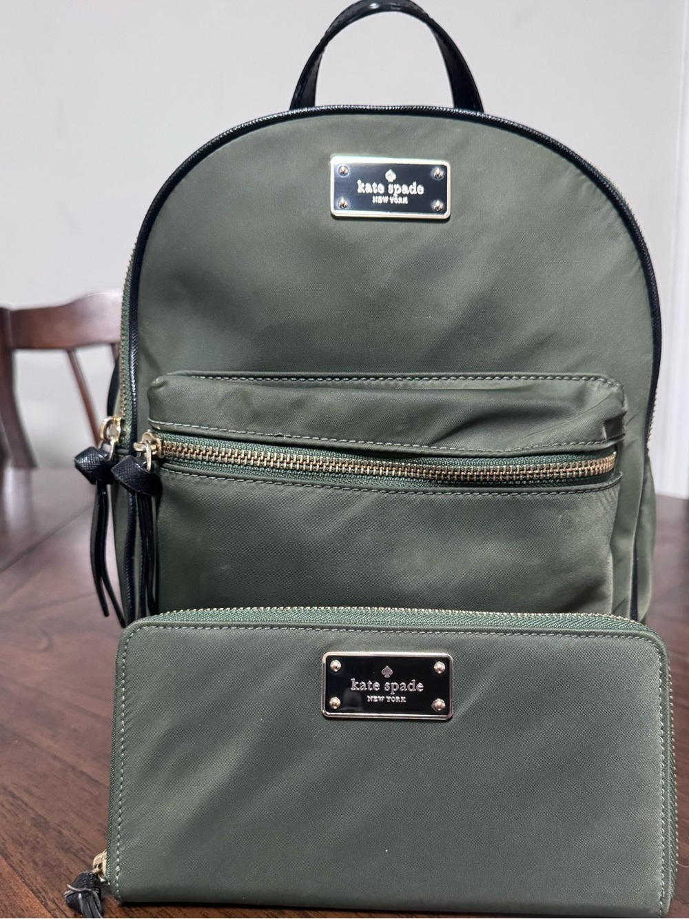 kate spade Olive Green Backpack and Wallet Duo